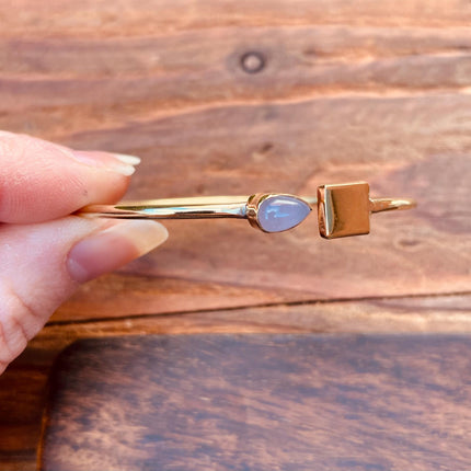 Brass Bracelet Rose Quartz / Modern Bangle / Minimalist / Ethnic / Rustic / Bohemian / Hippie / Body / Adjustable / Gift For Her /