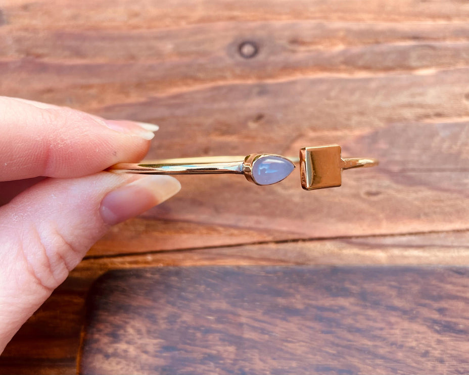 Brass Bracelet Rose Quartz / Modern Bangle / Minimalist / Ethnic / Rustic / Bohemian / Hippie / Body / Adjustable / Gift For Her /