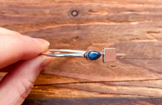 Silver Bracelet Lapis Lazuli / Modern Bangle / Minimalist / Ethnic / Rustic / Bohemian / Hippie / Body / Adjustable / Gift For Her /