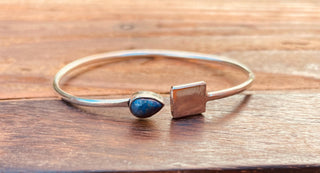 Silver Bracelet Lapis Lazuli / Modern Bangle / Minimalist / Ethnic / Rustic / Bohemian / Hippie / Body / Adjustable / Gift For Her /