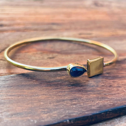 Gold Bracelet Amethyst Brass / Modern Bangle / Minimalist / Ethnic / Rustic / Bohemian / Hippie / Body / Adjustable / Gift For Her /