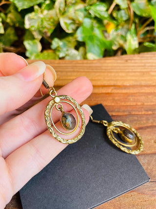 Labradorite Drop Dangle Pendant Earrings / Boho Jewellery / Bohemian Jewelery / Ethnic / Rustic / Yoga / Hippie / Festival Style / Crystals