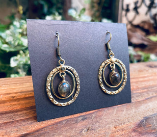 Labradorite Drop Dangle Pendant Earrings / Boho Jewellery / Bohemian Jewelery / Ethnic / Rustic / Yoga / Hippie / Festival Style / Crystals