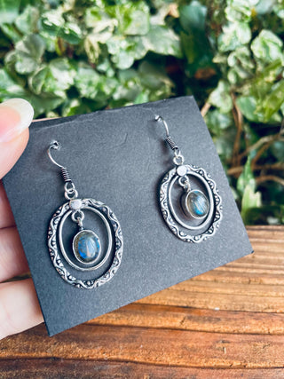 Labradorite Drop Dangle Silver Pendant Earrings / Boho Jewellery / Bohemian Jewelery / Ethnic / Rustic / Yoga / Hippie / Festival / Crystals