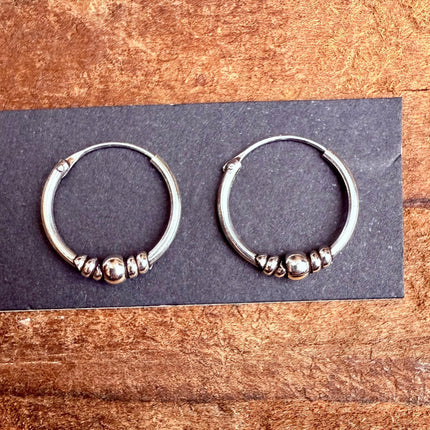 Small Boho Sterling Silver 925 Hoop Earrings / Clicker Jewellery / Small Hoops / Rustic / Yoga / Hippie / Gypsy / Boho / Bohemian / Unisex