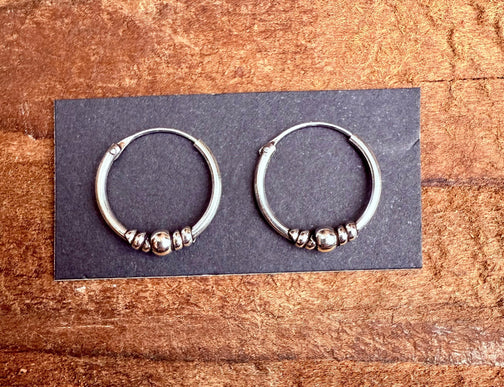 Small Boho Sterling Silver 925 Hoop Earrings / Clicker Jewellery / Small Hoops / Rustic / Yoga / Hippie / Gypsy / Boho / Bohemian / Unisex