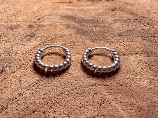 Braided Orb Hoop Earrings Sterling Silver 925 Clicker / Pure Silver Earrings / Dainty / Ethnic Boho Bohemian Marriage Bridal Jewelry Hippie