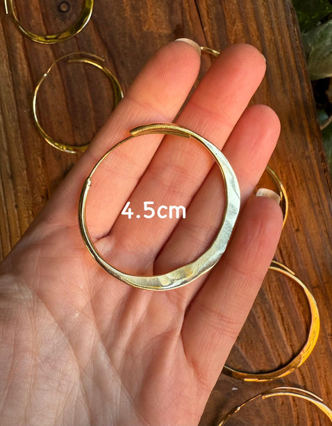 Rustic Gold Hoops / Hammered Flat / Brass Hoops / Ethnic Boho Classic XL Bohemian Chic Gold Gypsy Spiral Hippie Hiphop Festival
