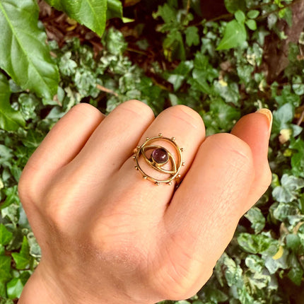 Brass Eye Amethyst Ring / Unique Gemstone Ring / Unisex Ring / Illuminati / Third Eye / Boho / Ethnic / Rustic / Gypsy / Psy / Gift for Her