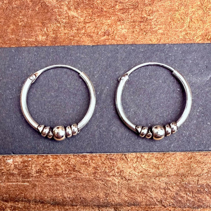 Small Boho Sterling Silver 925 Hoop Earrings / Clicker Jewellery / Small Hoops / Rustic / Yoga / Hippie / Gypsy / Boho / Bohemian / Unisex