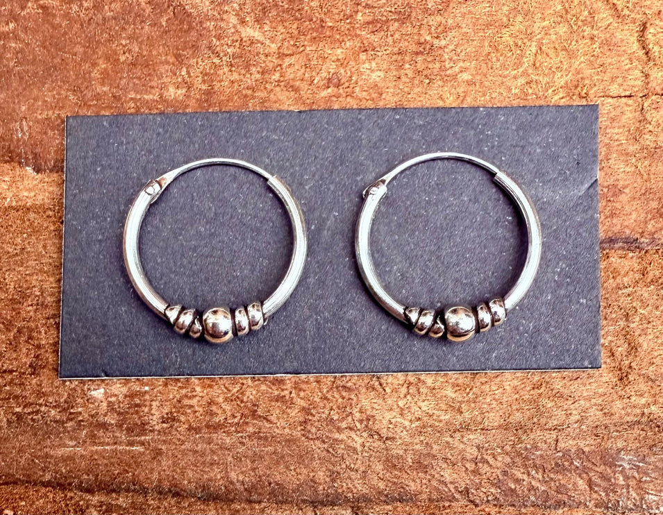 Small Boho Sterling Silver 925 Hoop Earrings / Clicker Jewellery / Small Hoops / Rustic / Yoga / Hippie / Gypsy / Boho / Bohemian / Unisex