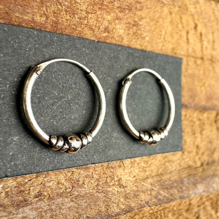 Small Boho Sterling Silver 925 Hoop Earrings / Clicker Jewellery / Small Hoops / Rustic / Yoga / Hippie / Gypsy / Boho / Bohemian / Unisex