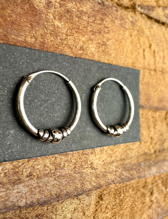 Small Boho Sterling Silver 925 Hoop Earrings / Clicker Jewellery / Small Hoops / Rustic / Yoga / Hippie / Gypsy / Boho / Bohemian / Unisex