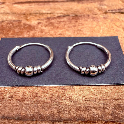 Small Boho Sterling Silver 925 Hoop Earrings / Clicker Jewellery / Small Hoops / Rustic / Yoga / Hippie / Gypsy / Boho / Bohemian / Unisex