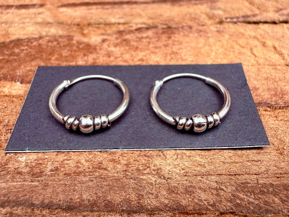 Small Boho Sterling Silver 925 Hoop Earrings / Clicker Jewellery / Small Hoops / Rustic / Yoga / Hippie / Gypsy / Boho / Bohemian / Unisex