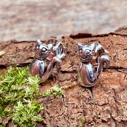 Sterling Silver Cat Ear Studs / Butterfly Backs / Sterling Silver 925 Earrings / Hypoallergenic / Cat Lover / Gift for Her / Boho Classic