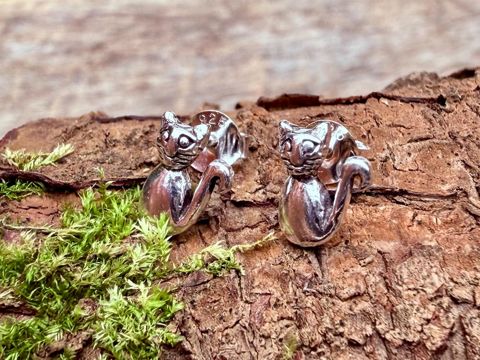 Sterling Silver Cat Ear Studs / Butterfly Backs / Sterling Silver 925 Earrings / Hypoallergenic / Cat Lover / Gift for Her / Boho Classic