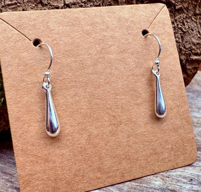 Small Sterling Silver Pendant Drop Earrings / Rain Droplet Earrings / Minimalist / Contemporary / Dainty / Elegant Jewellery / Gift for Her