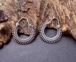 Small Boho Silver Hoop Earrings / Ethnic / Rustic / Yoga / Hippie / Bohemian Hoops / Gypsy style / Indian / Holiday Accessory / Fashion