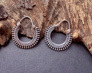 Small Boho Silver Hoop Earrings / Ethnic / Rustic / Yoga / Hippie / Bohemian Hoops / Gypsy style / Indian / Holiday Accessory / Fashion