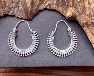 Small Boho Silver Hoop Earrings / Ethnic / Rustic / Yoga / Hippie / Bohemian Hoops / Gypsy style / Indian / Holiday Accessory / Fashion