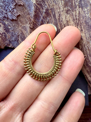 Small Boho Gold Hoop Earrings Brass / Ethnic / Rustic / Yoga / Hippie / Bohemian Hoops / Gypsy style / Indian / Holiday Accessory /