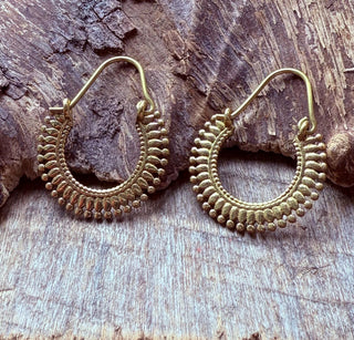 Small Boho Gold Hoop Earrings Brass / Ethnic / Rustic / Yoga / Hippie / Bohemian Hoops / Gypsy style / Indian / Holiday Accessory /