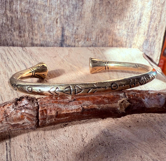 Bracelet Tribal Symbols Native Markings / Bangle / Cuff / Unisex / Boho / Ethnic / Rustic / Bohemian / Hippie / Costume Fashion Jewelery /