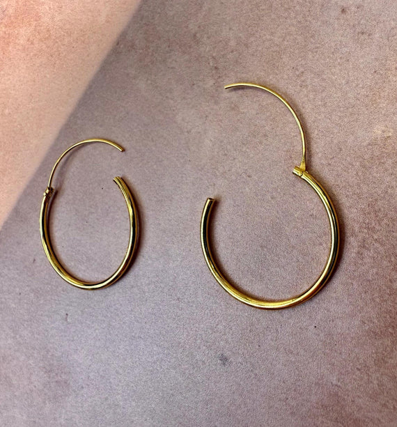 Gold Hoop Earrings 14k Plated Hoops / Hypoallergenic 925 Silver Hoops / Dainty / Huggie / Sleeper / Gift For Her / Contemporary Jewelry