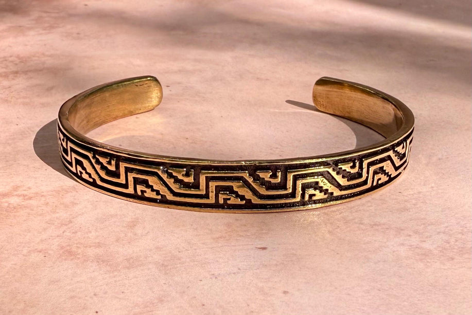 Bracelet Tribal Symbols Native Markings / Bangle / Cuff / Unisex / Boho / Ethnic / Rustic / Bohemian / Hippie / Costume Fashion Jewelery /