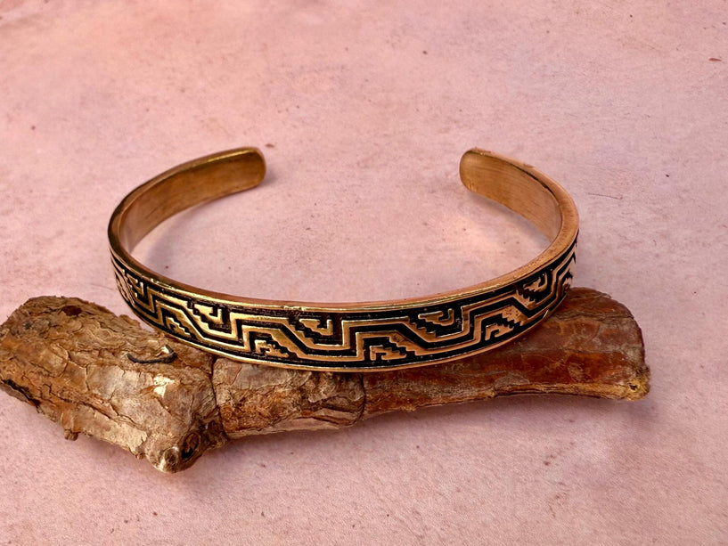 Bracelet Tribal Symbols Native Markings / Bangle / Cuff / Unisex / Boho / Ethnic / Rustic / Bohemian / Hippie / Costume Fashion Jewelery /