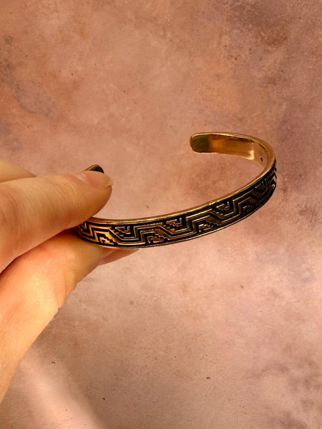 Bracelet Tribal Symbols Native Markings / Bangle / Cuff / Unisex / Boho / Ethnic / Rustic / Bohemian / Hippie / Costume Fashion Jewelery /