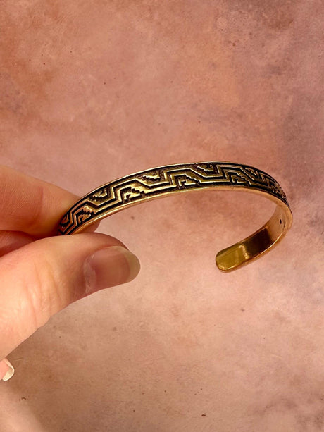 Bracelet Tribal Symbols Native Markings / Bangle / Cuff / Unisex / Boho / Ethnic / Rustic / Bohemian / Hippie / Costume Fashion Jewelery /