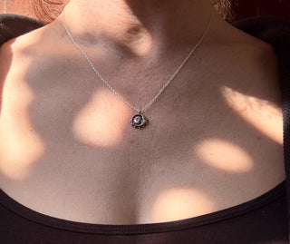 Crescent Moon + Sun Necklace Sterling Silver 925 / Celestial Jewelery / Astrology / Horoscope / Boho / Bohemian / Ethnic / Gift for Her