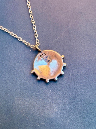 Crescent Moon + Sun Necklace Sterling Silver 925 / Celestial Jewelery / Astrology / Horoscope / Boho / Bohemian / Ethnic / Gift for Her