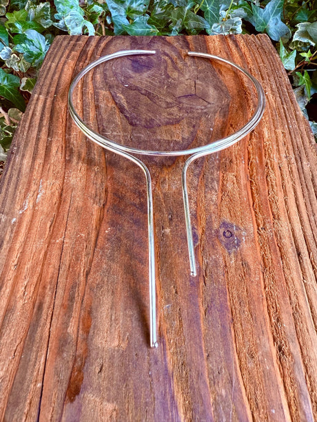 Silver Choker Ethnic Necklace / Rustic / Gypsy / Lightweight / Boho / Tribal / Hippie / Rustic / Vegan / Aztec