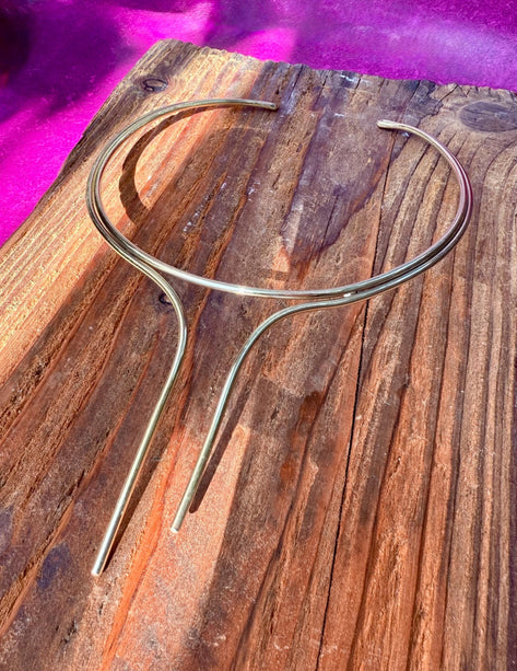 Brass Choker Minimalist Necklace / Ethnic Jewelery / Rustic / Gypsy / Lightweight / Boho / Tribal / Hippie / Rustic / Vegan / Aztec