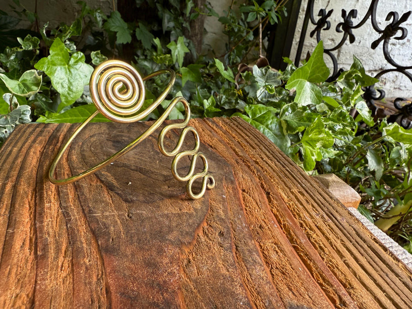 Spiral Brass Arm Bracelet / Boho / Tribal / Bangle/ Ethnic / Rustic / Bohemian / Hippie / Body Jewellery / FestivaL Fashion / Adjustable
