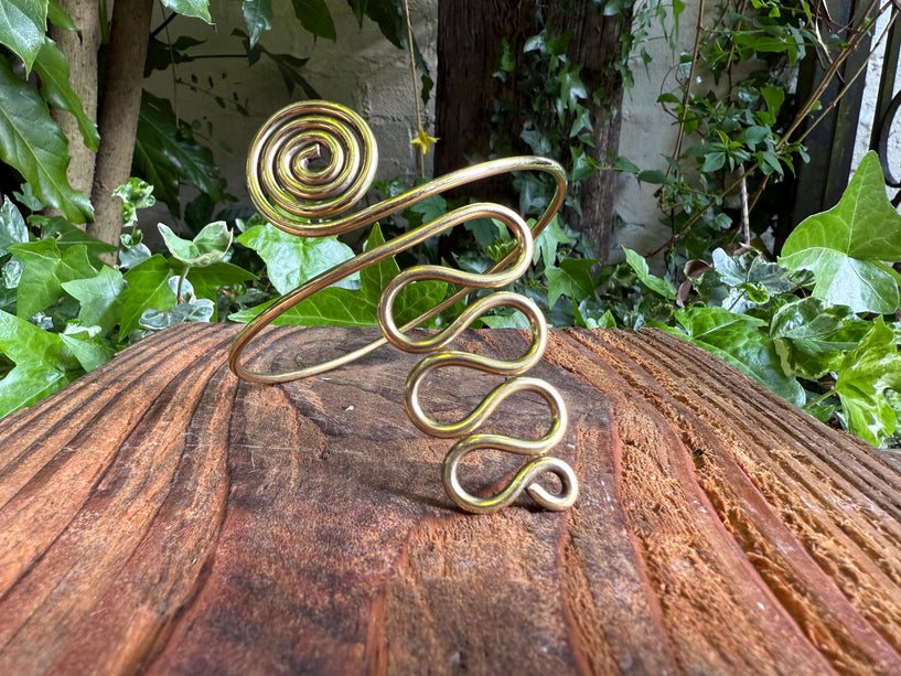 Spiral Brass Arm Bracelet / Boho / Tribal / Bangle/ Ethnic / Rustic / Bohemian / Hippie / Body Jewellery / FestivaL Fashion / Adjustable