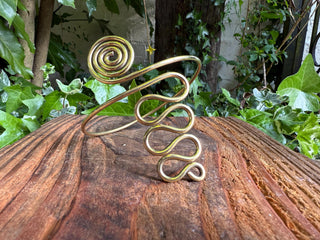 Spiral Brass Arm Bracelet / Boho / Tribal / Bangle/ Ethnic / Rustic / Bohemian / Hippie / Body Jewellery / FestivaL Fashion / Adjustable