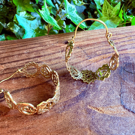 Seven Chakras Brass Hoops / Boho Chakra Earrings / Gold Earrings / Ethnic/ Yoga / Bohemian Look / Festival Fashion / Meditation Jewelry