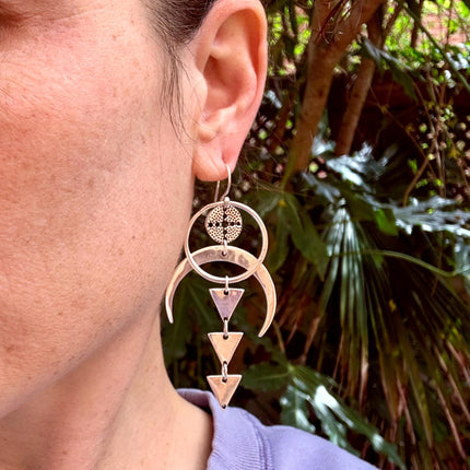 Celestial Moon Statement Earrings / Geometric / Ethnic / Boho / Steampunk / Bohemian /Festival Fashion / Tribal / Gift For Her