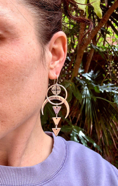 Celestial Moon Statement Earrings / Geometric / Ethnic / Boho / Steampunk / Bohemian /Festival Fashion / Tribal / Gift For Her