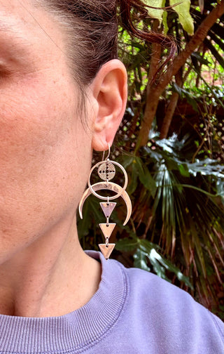 Celestial Moon Statement Earrings / Geometric / Ethnic / Boho / Steampunk / Bohemian /Festival Fashion / Tribal / Gift For Her