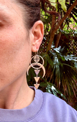 Celestial Moon Statement Earrings / Geometric / Ethnic / Boho / Steampunk / Bohemian /Festival Fashion / Tribal / Gift For Her