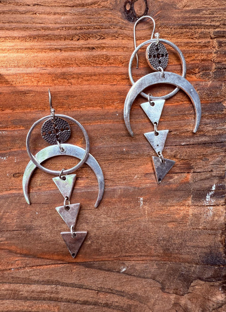 Celestial Moon Statement Earrings / Geometric / Ethnic / Boho / Steampunk / Bohemian /Festival Fashion / Tribal / Gift For Her