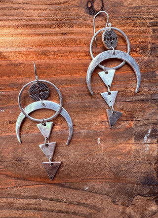 Celestial Moon Statement Earrings / Geometric / Ethnic / Boho / Steampunk / Bohemian /Festival Fashion / Tribal / Gift For Her