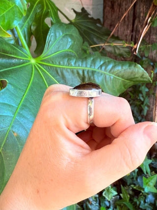 Crescent Moon Tiger's Eye Silver Ring / Boho Jewellery / Spiritual Gift for Her / Women's Ring / Astrology Jewelery / Meditation / Yoga