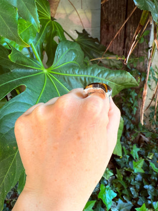 Crescent Moon Tiger's Eye Silver Ring / Boho Jewellery / Spiritual Gift for Her / Women's Ring / Astrology Jewelery / Meditation / Yoga