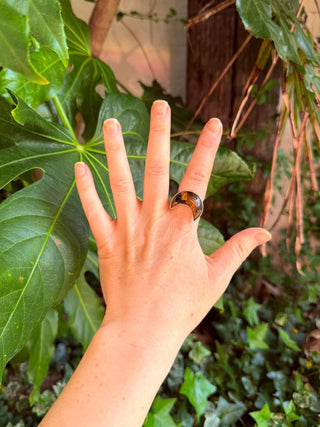 Crescent Moon Tiger's Eye Silver Ring / Boho Jewellery / Spiritual Gift for Her / Women's Ring / Astrology Jewelery / Meditation / Yoga